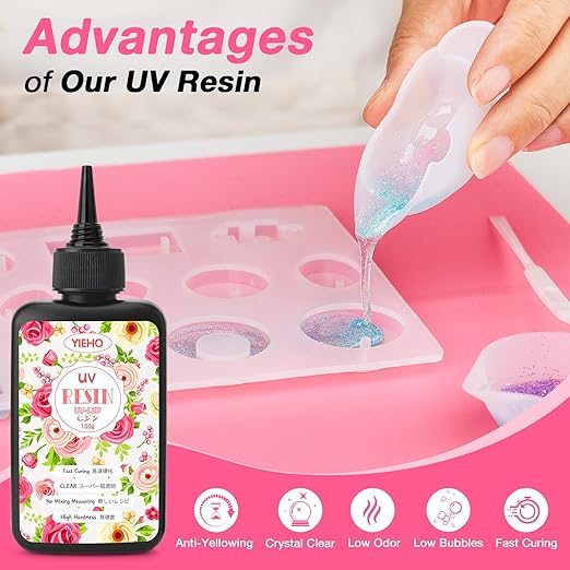 YIEHO 300g UV Resin Kit with Light and Molds, Upgraded Crystal Clear Hard UV - Image 3