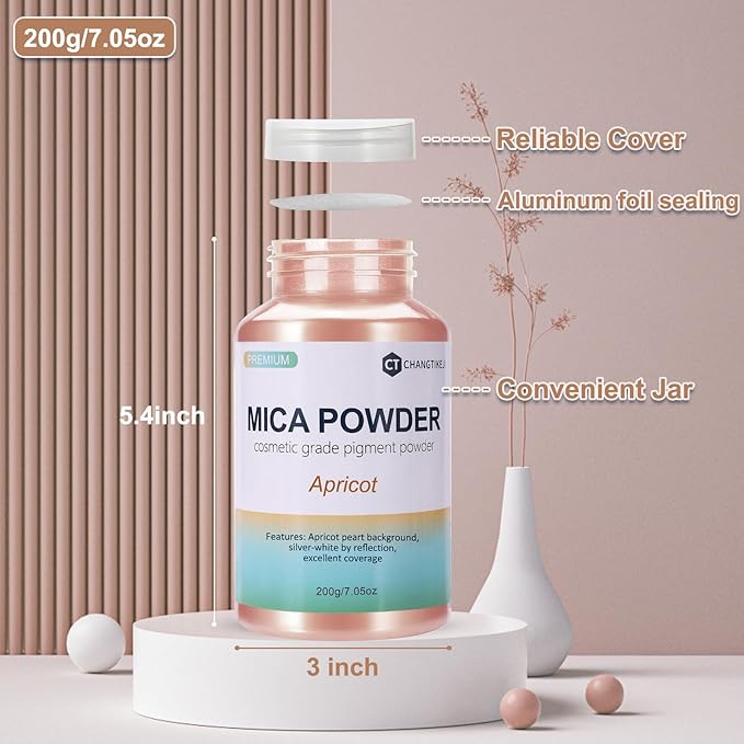 Mica Powder, 7.05OZ（200g）, Apricot Mica Powder Pigment - Image 3