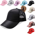 Criss Cross Hat Washed Distressed Baseball Cap Ponytail Hat High Messy Bun Ponycap for Women