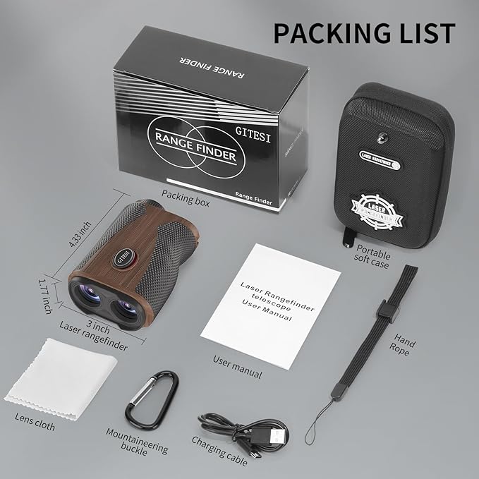 Golf Rangefinder with Slope, 1200 Yards Laser Rangefinder, 7X Magnification, Rechargeable, Flag Pole Locking Vibration, Integrated Magnet, Golf Accessories for Men & Women