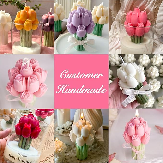 JDH Flower Silicone Mold, Tulip Bouquet Silicone Candle Molds, 3D Flower Resin - Image 5
