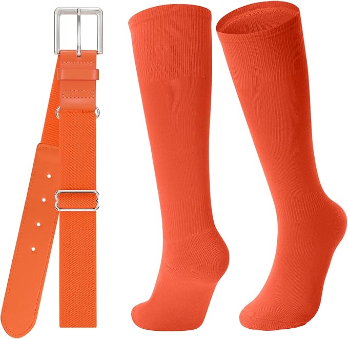 Baseball Socks and Belt for Youth Adult Softball Socks Combo Elastic Waist Belt for Men Kids Boys Girls Women JASGOOD