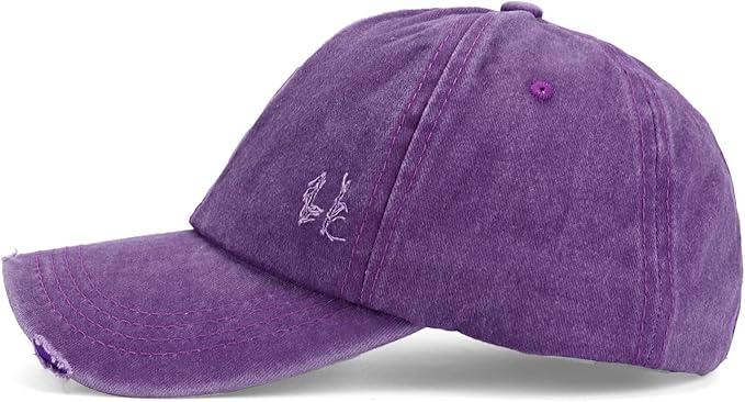 Criss Cross Ponytail Hat Women Washed Distressed Baseball Caps Adjustable High Messy Bun Ponycap