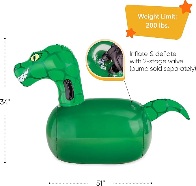 Hearthsong Hop N Go Inflatable Dino Riding Bouncy Hopping Toys - Image 2