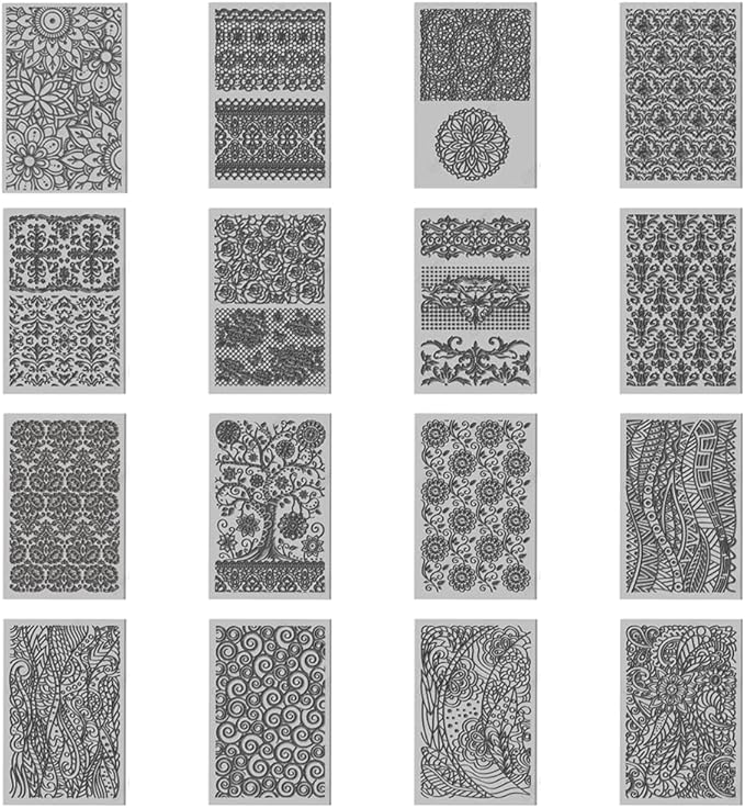 CHGCRAFT 16 Sheets 16 Styles Retro Lace Polymer Clay Texture Mat Mandala Tree - Image 8