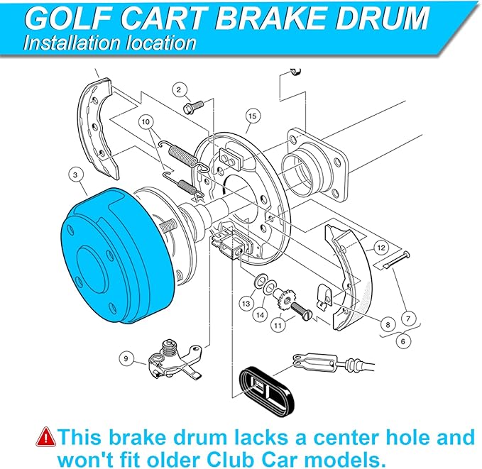 Club Car Brake Drums, Golf Cart Brake Hubs for Club Car DS(1995-UP) &Precedent (2004-UP) Gas&Electric Golf Cart Models, OEM# 101791101, 2PCS