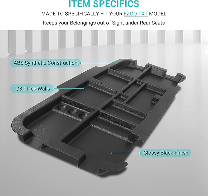 10L0L Golf Cart Under Seat Storage Tray Fits EZGO TXT, RXV, Club Car DS, Club Car Precedent, Yamaha G29, Electric Vehicle with Original Trojan Battery Underseat Organizer Container Holder Plate