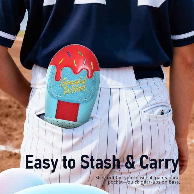 Baseball Sliding Mitt - Youth Size - Ice Cream, Bear Drippy Drip Accessory, Ambidextrous Baseball & Softball Sliding Glove Gear for Hand Protection,Breathable and Durable