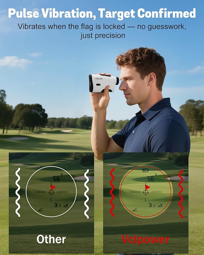 VCLPOWERW Golf Rangefinder with Slope, 1200 Yards Laser Range Finder for Golf & Hunting, 7X Magnification, Flag Lock Vibration, Rechargeable Battery, Magnetic Strip, Waterproof Golf Accessories