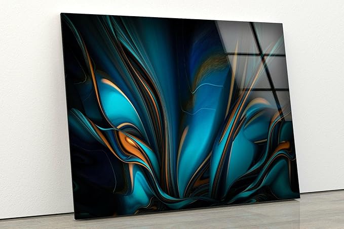 My Photostation.com 60WX40H'' Orange & Blue Abstract Glass Wall ArtTempered - Image 5