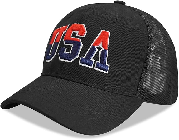American Flag Patriotic Baseball Cap | Embroidered USA Flag 100% Cotton Adjustable Hat for Men & Women