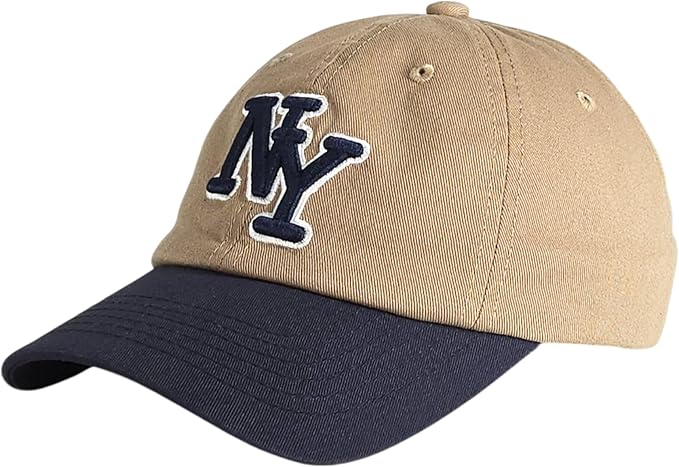 NY 3D Embroidered Cotton Dad Hat – New York Baseball Cap, Adjustable Metal Buckle Strap, Unstructured Low-Profile Style