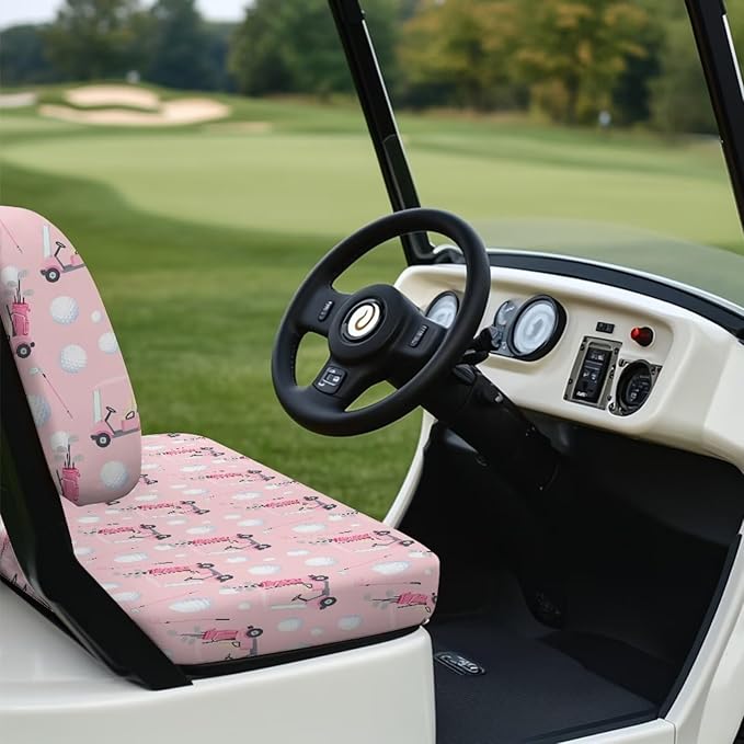Yewatlles Pink Golf Graphic Golf Cart Seat Cover, Golf Cart Seat Towel Blanket Suitable for All 2-Seater Carts, Golf Cart Seat Towel Golf Cart Seat The Seat Clean