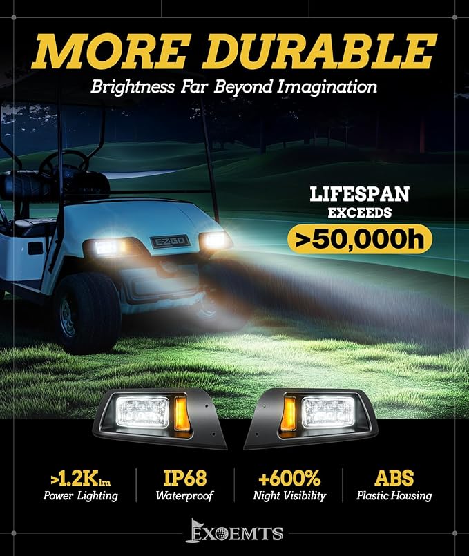 EZGO TXT Light Kit, Golf Cart Headlight Tail Light Kit for EZGO TXT 1996-2013 Gas&Electric, 12V LED TXT Headlight Taillight with Turn Signal Kit, Wire Harness, Hazard Light & Horn Brake Pad