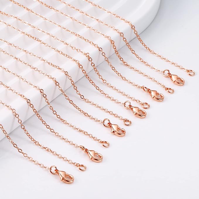 ALEXCRAFT 12PCS Rose Gold Plated Solid Brass Chians Hypoallergenic Flat Cable - Image 4