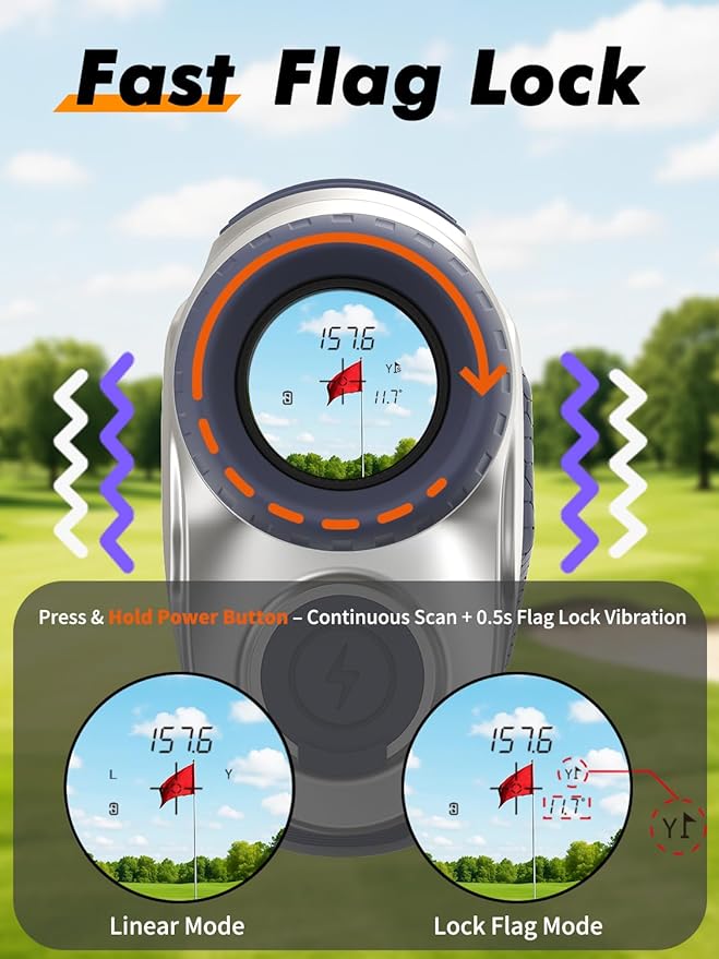 Magnetic Golf Rangefinder with Slope – 7X Magnification, 1300Y Range Finder Golf for All Levels, Fast Flag Lock Vibration, Rechargeable, Waterproof Golf Accessories for Men and Women