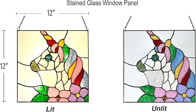 PA0003 Stained Glass Window Panel 12" Wx12 H Window Suncatcher Tiffany Style - Image 4