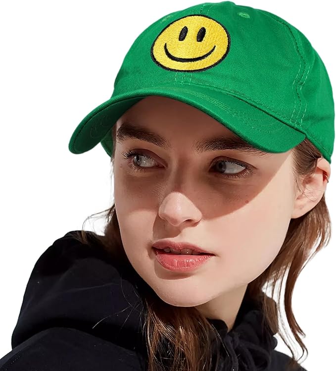 Smile Face Baseball Cap for Women Men Cute Baseball Caps Unstructured Cotton Dad Hat