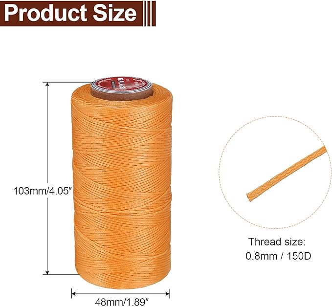 uxcell Flat Leather Sewing Waxed Thread, 270m / 295 Yards Polyester Wax String - Image 2