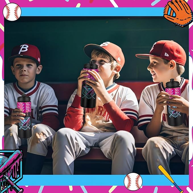 12 Pcs Baseball Drip Ice Cream Water Bottle Bulk Birthday Party Reusable Sports Bottle 20 oz Baseball Accessories Gifts School Sports