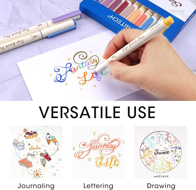 WRITECH Arts Sign Brush Pen Brush Tip Marker Felt Tip Water Based Ink Color - Image 5