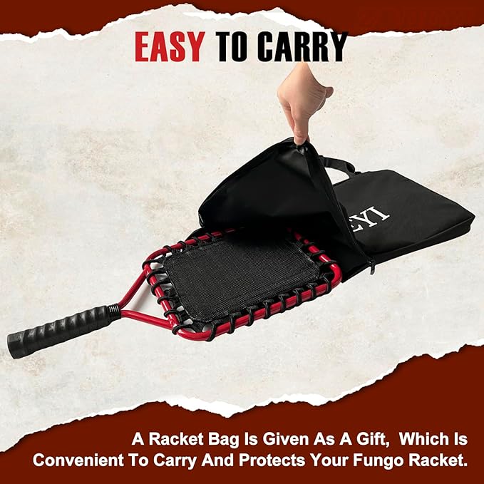 Baseball Racket for Fly Balls, Grounders, and Line Drives - Softball/Baseball Fungo Bat for Coaches and Parents to Help with Auxiliary Training - Attach a Racket Bag and Winding Tape
