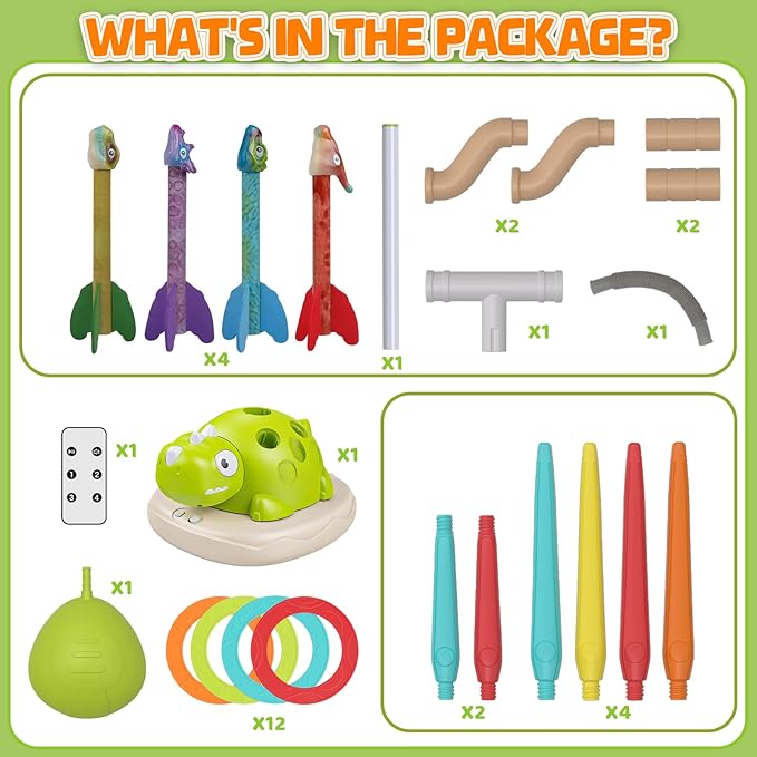 Aliex 3 in 1 Dinosaur Musical Jumping, Toss Ring and Stomping Launch Rocket - Image 2