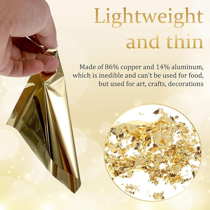 150 Pcs Gold Leaf Sheets for Art 3 Colors Gold Foil Sheets 5.5" X 5.5" Golden - Image 3