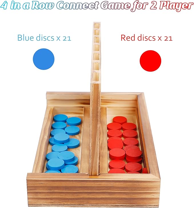 Glintoper Shut The Box & 4 in a Row Tables Game Set, Classic Wood Dice Game - Image 4
