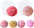 JDH 2 PCS Rose Ball Round Candle Mold 3D Rose Flowers Silicone Mold Flower by JDHSilicone