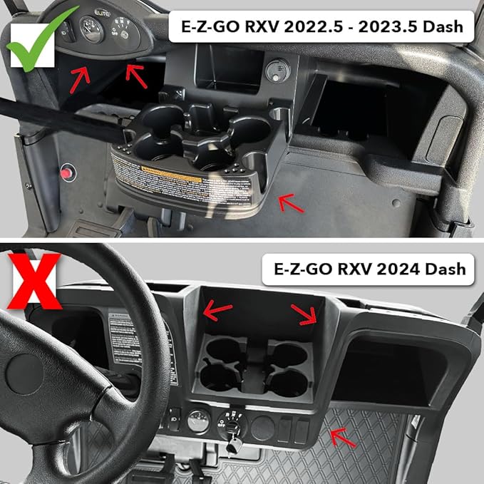 Xtreme MATS Dash Mat Compatible with EZGO RXV Golf Carts - Double Diamond Rubber Liner for GolfCar Cubbys and Dashes - Fits RXV Factory Dash - Golf Cart Accessory (Red Trim, EZGO RXV)