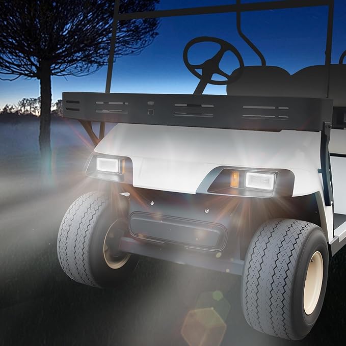 LED Headlight & Tail Light Kit for EZGO TXT 1996-2013 Includes High-Beam & Low-Beam, Turn Signals, Horn, Brake & Wiring Harness Street-Legal, Plug-and-Play Upgrade 12V