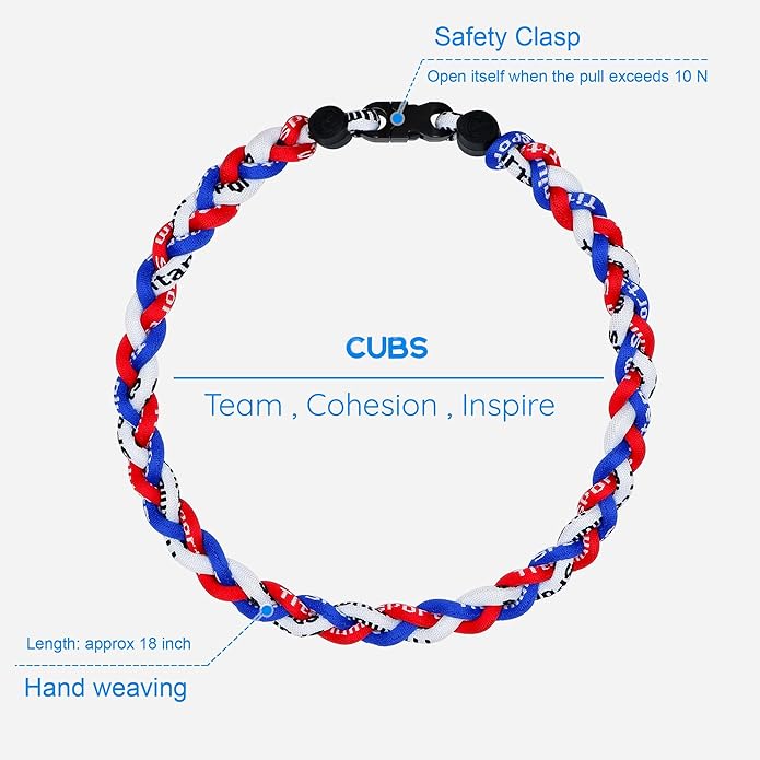 Baseball Rope Necklaces, League Team Colors Braided Necklace, Baseball Team Gifts