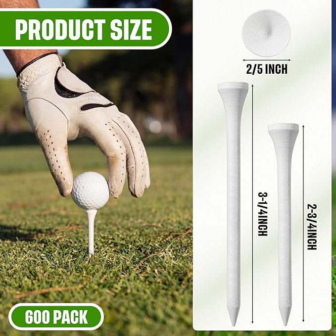 Mudder 600 Pack Golf Tees Bulk Wooden Golf Tees Multicolor Wood for Men Balls Accessories