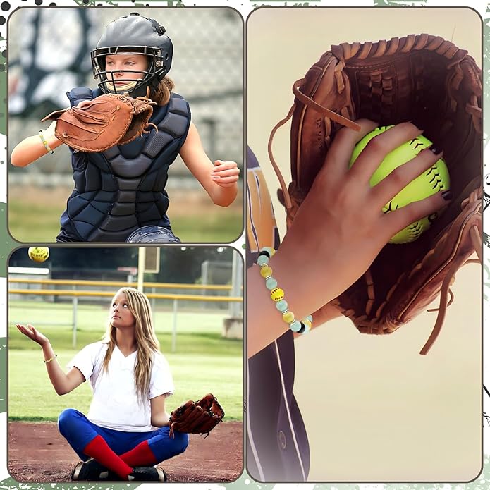 12 Set Sport Adjustable Beaded Bracelets Gifts Football Softball Soccer Volleyball Golf Basketball Hockey Bracelets for Women Men Adjustable Beaded Accessories