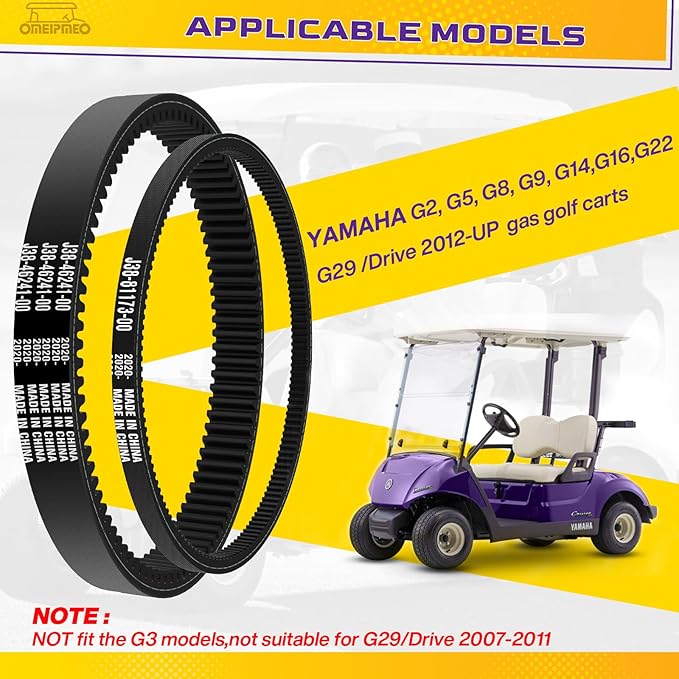 Golf Cart Drive Belt & Starter Generator Belt Kit for YAMAHA G2, G5, G8, G9, G11, G14, G16, G20, G22 and 2012-UP G29 Drive Gas 4 Cycle Golf Cart Models, OEM# J55-G6241-00 JN6-H1173-00 J55-H1173-00
