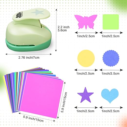 UCEC Hole Punch 1 Inch Craft Hole Punch Shapes, 36 Pieces Hole Puncher - Image 6