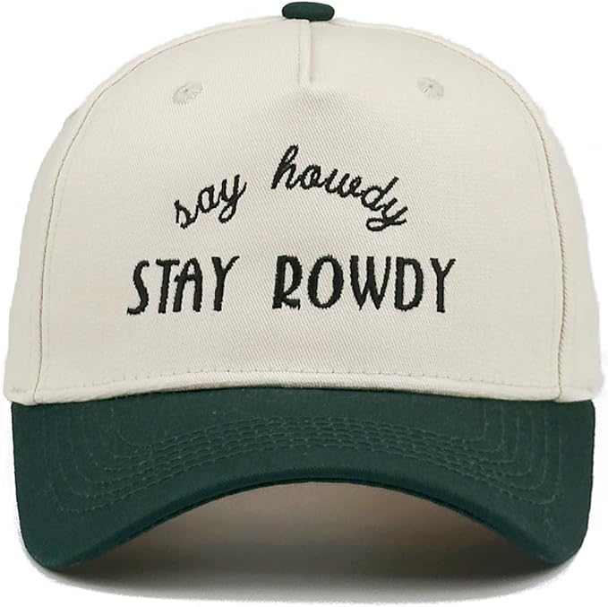 Two-Tone Cotton Baseball Cap with Embroidered Western Sayings - Adjustable Cowboy Style Hat for Men and Women