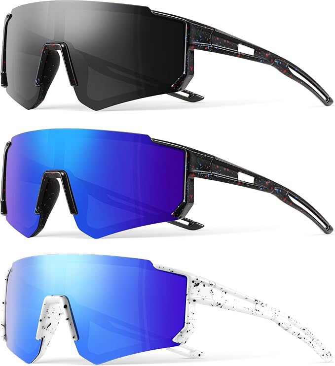 3PACK Kids Sunglasses Youth Baseball Sunglasses for Boys Girls Age 4-12,Softball Sports Cycling Goggles UV Protection