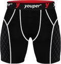 Youper Adult Elite Compression Padded Sliding Shorts w/Cup Pocket for Baseball, Football