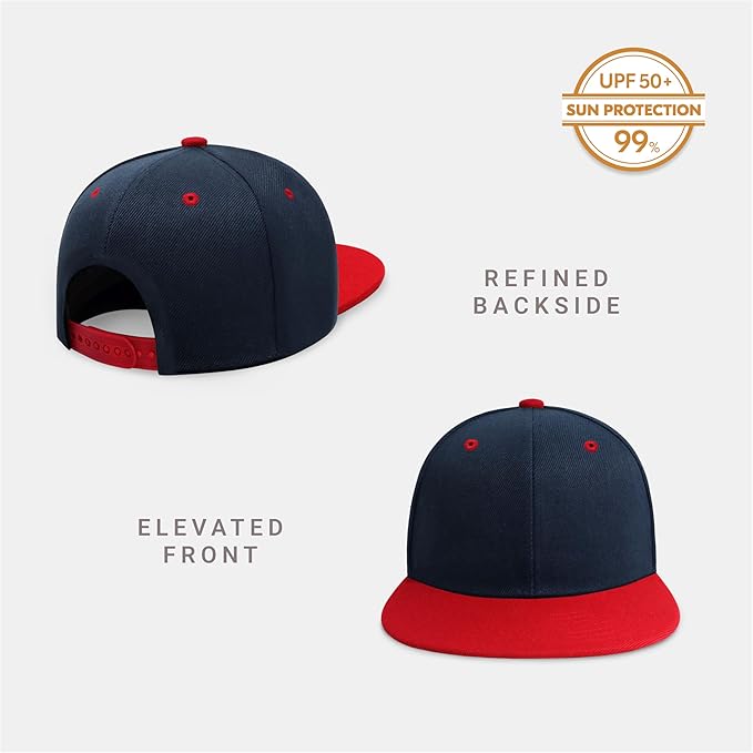 CHOK.LIDS Flat Bill Visor Classic Snapback Hat Blank Adjustable Brim High Top End Trendy Color Style Plain Tone Baseball Cap