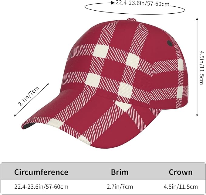 Vintage Cute Plaid Baseball Cap for Men Women,Adjustable Dad Hat Baseball Hat Summer Snapback Cap Outdoor