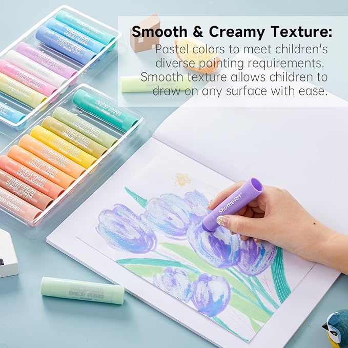Shuttle Art Tempera Paint Sticks, 20 Pastel Colors, Solid Tempera Paint - Image 5