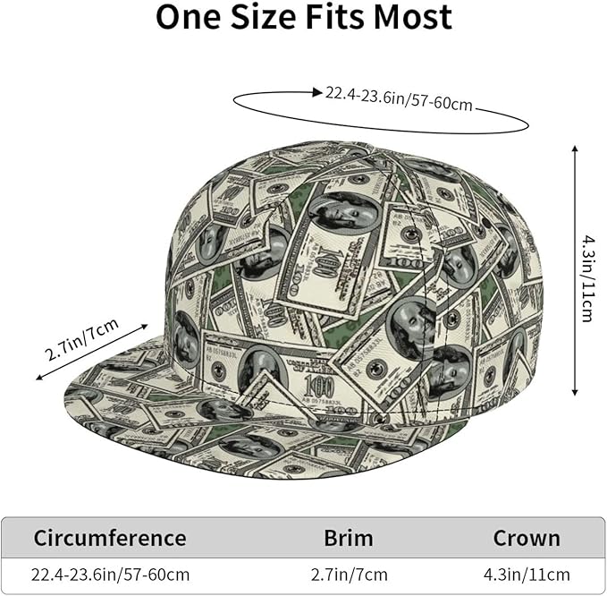 Fashion Snapback Hat for Men Women, Hip Hop Style Baseball Cap Flat Bill Hats Adjustable Trucker Sun Hat