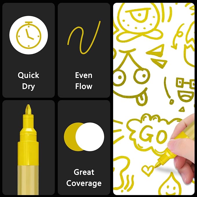 SFAIH Acrylic Gold Paint Pens - Image 6