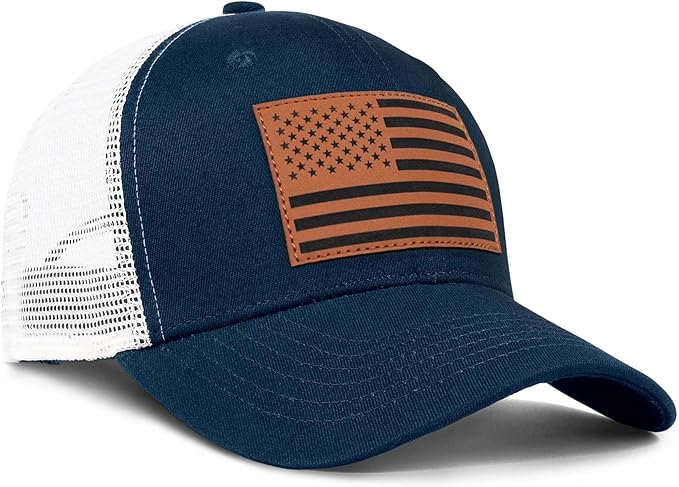 American Flag Trucker Hat - Snapback Hats for Men Women Baseball Cap - Breathable Mesh & Adjustable Fit for Casual Wear