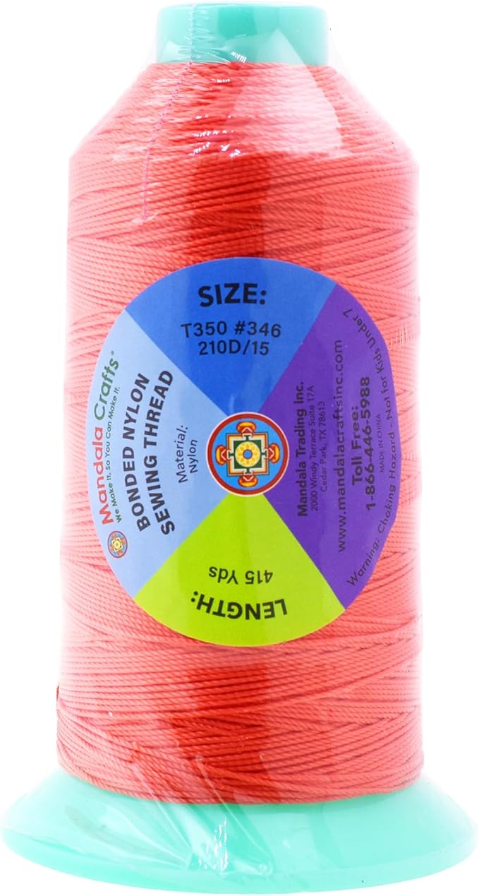 Mandala Crafts Bonded Nylon Thread Coral Heavy Duty Sewing Threads - Image 3