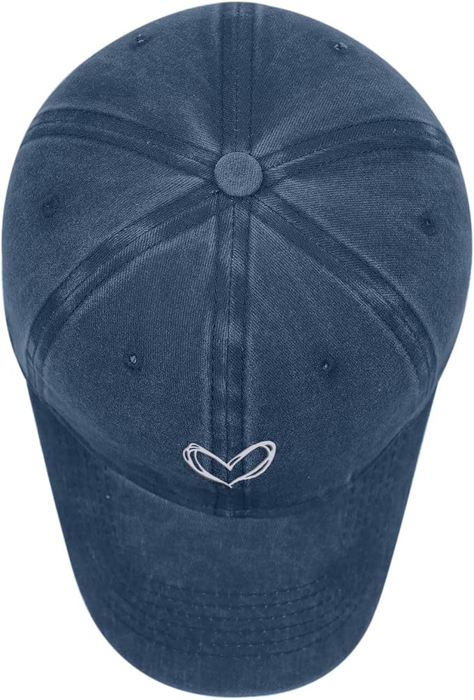 Pairxily Vintage Heart Embroidered Baseball Cap Distressed Adjustable Hat for Women Low Profile Dad Hats Unisex Cotton Cap