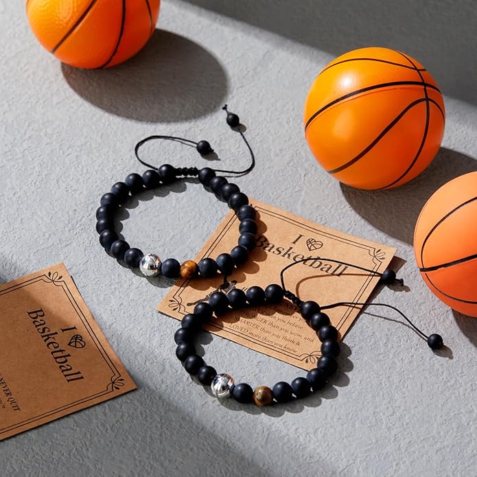 12 Set Sport Adjustable Beaded Bracelets Gifts Football Softball Soccer Volleyball Golf Basketball Hockey Bracelets for Women Men Adjustable Beaded Accessories