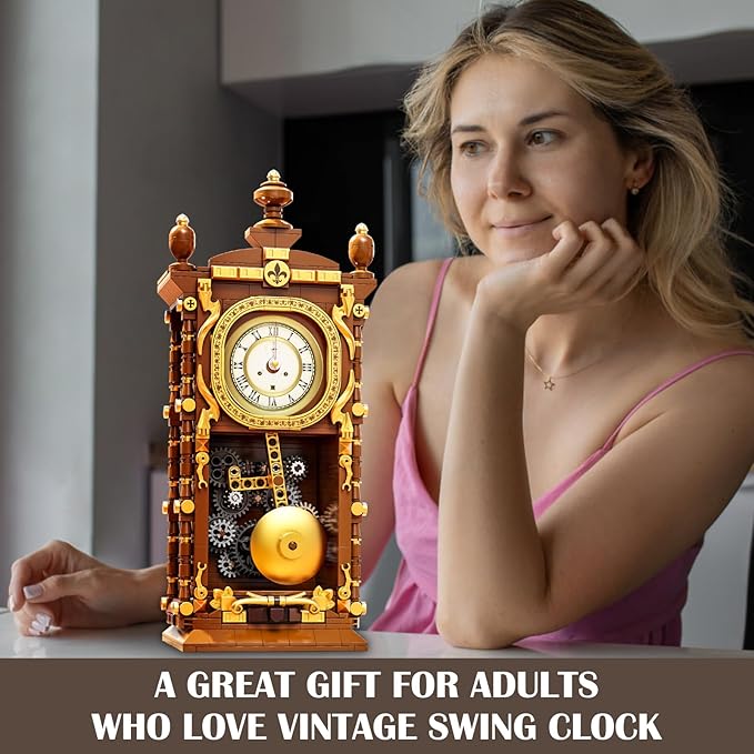 Retro Swing Clock Building Blocks Set, Vintage Pendulum Clock - Image 5
